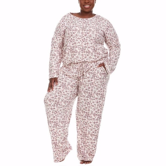 NWT FLORA NIKROOZ Pink Leopard Soft Pajama Set - Picture 1 of 5